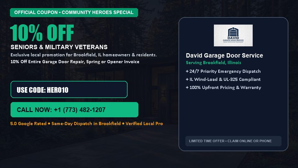 David Garage Door Service 10% OFF Seniors & Military Veterans in Brookfield, IL